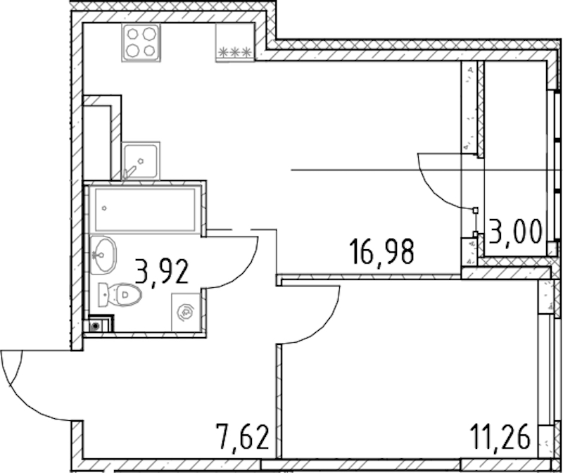 1-комнатная квартира 39.78 м², 11/23 эт., ЖК «Город Первых»